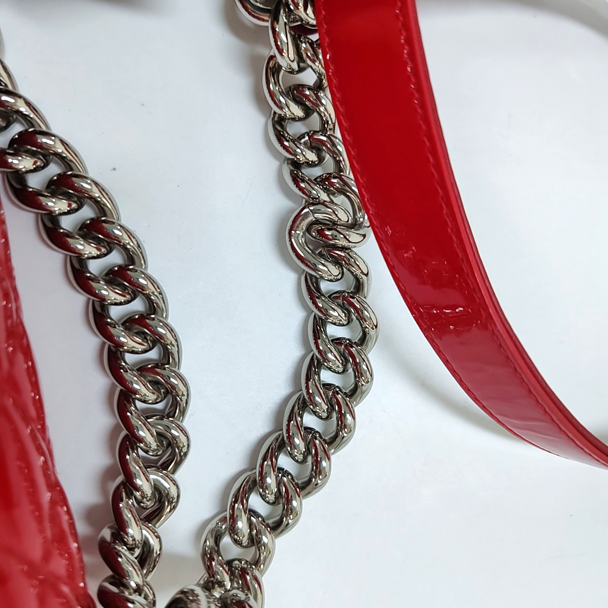 CHANEL BOY CHANEL Small Red Patent Leather Quilted Shoulder Bag Crossbody Bag with Detachable Strap Silver Hardware 20 Compartments-(SKU)-959630797