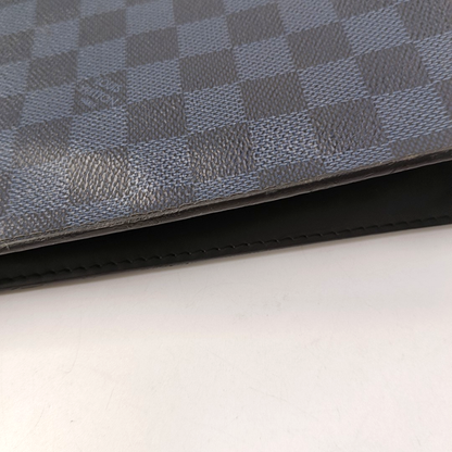 LOUIS VUITTON VOYAGE Medium size Blue Coated Canvas Checkerboard Travel Bag Handbag Silver Hardware-(SKU)-958077011