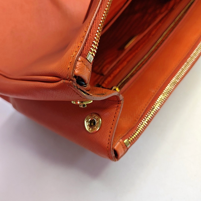 PRADA Galleria Orange Cowhide Logo Killer Bag Tote Bag Single Shoulder Bag Golden hardware-(SKU)-957733910