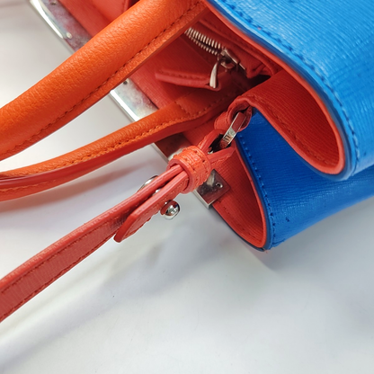 FENDI 2 Jours Small size Blue Cowhide Little Monster Shoulder Bag Handbag Crossbody Bag Silver Hardware Removable shoulder strap-(SKU)-954330398