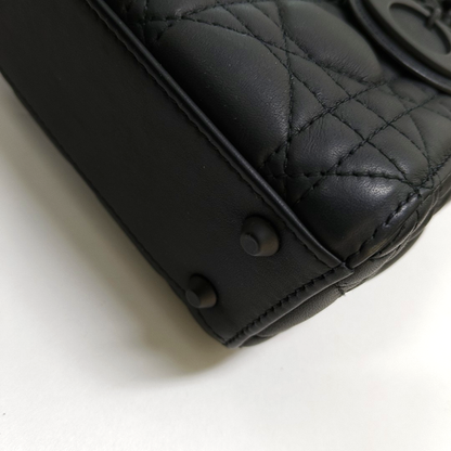 DIOR Lady Dior Mini Black Lamb Skin Cannage QuiltedHandbag Shoulder Bag Crossbody with Black Hardware-(SKU)-957976279