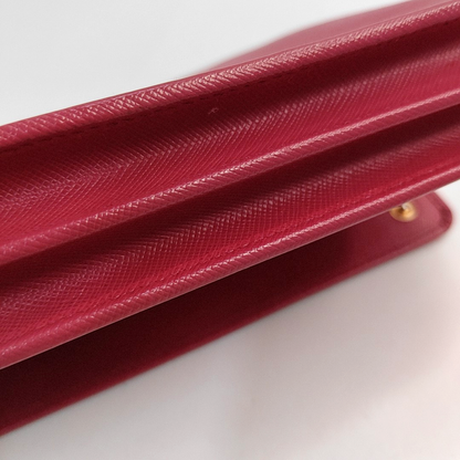 PRADA Red Cowhide Crosshatch Crossbody Bag Golden hardware Removable shoulder strap-(SKU)-953953662