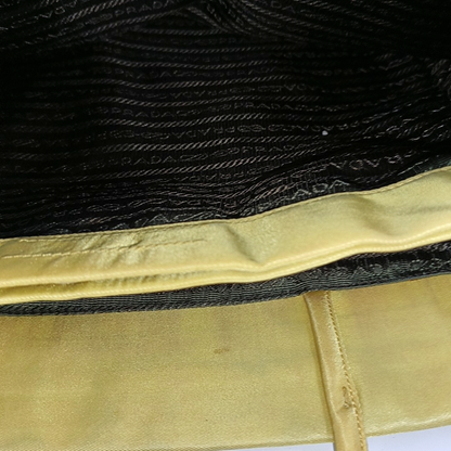 PRADA Tote bag Yellow Nylon Logo Handbag Single Shoulder Bag Silver Yellow Hardware-(SKU)-14295634