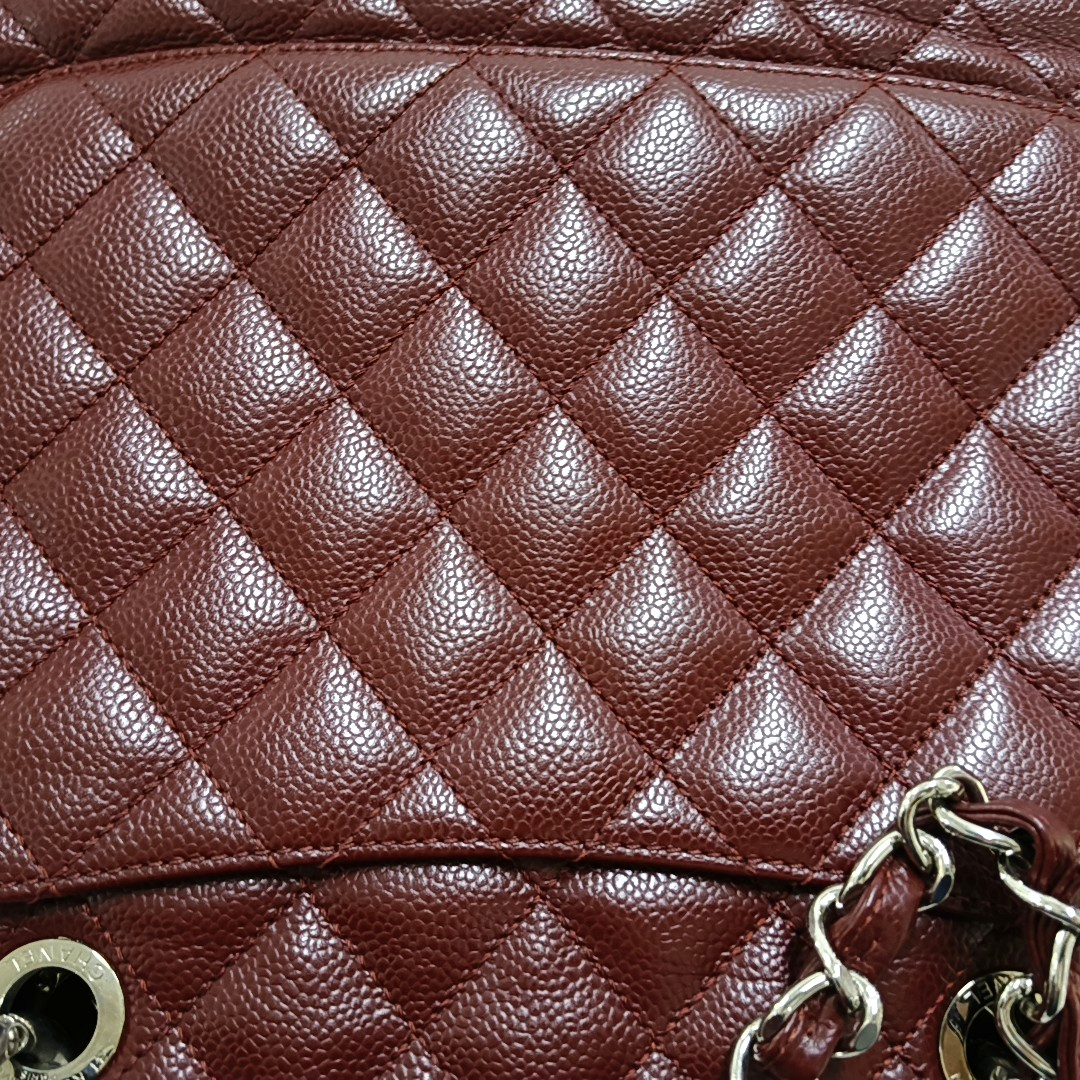 CHANEL CHANEL GST Large Red Calfskin Quilted Monogram Shoulder Bag Tote Bag Silver Hardware 18K-(SKU)-951260857