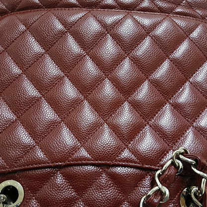 CHANEL CHANEL GST Large Red Calfskin Quilted Monogram Shoulder Bag Tote Bag Silver Hardware 18K-(SKU)-951260857