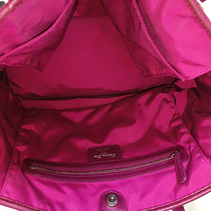 DIOR Panarea Cerise Coated Canvas Weave Pattern Jacquard Single Shoulder Bag Handbag Silver Hardware-(SKU)-954096914