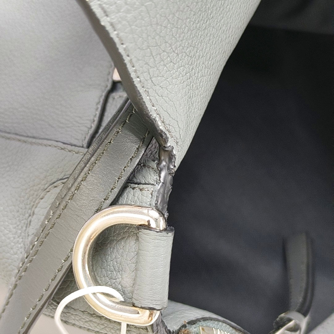 LOEWE Puzzle Blue Gray Leather Quilted Backpack Single Shoulder Bag with Silver Hardware Removable Strap-(SKU)-970868873