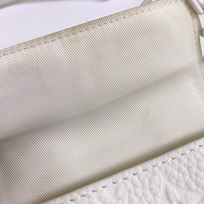 LOUIS VUITTON STEAMER Extra Small Size White Calfskin Monogram Embossed Crossbody Shoulder Bag Black Hardware Removable Shoulder Strap-(SKU)-961736730