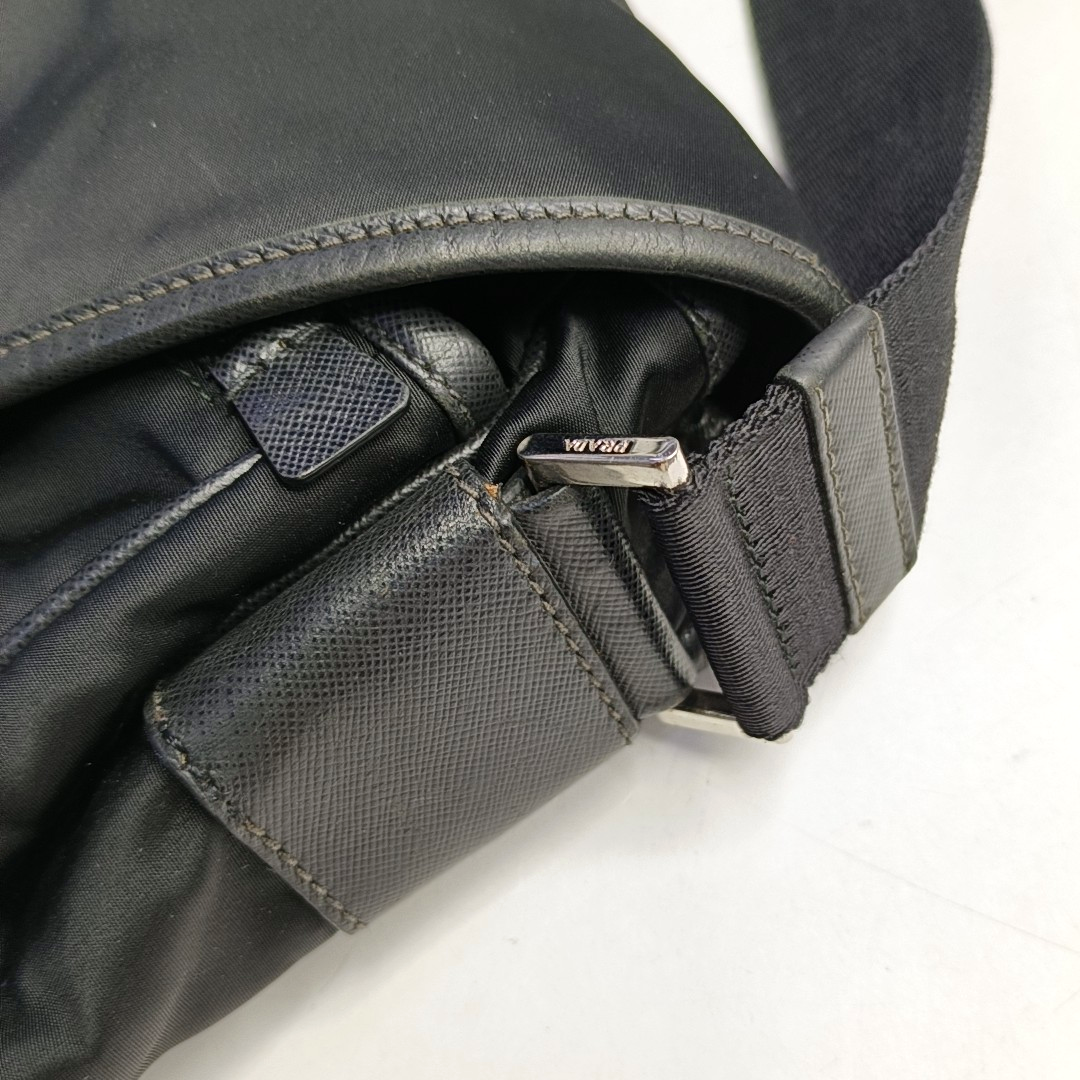 PRADA Black Nylon Single Shoulder Bag Crossbody Bag Silver Hardware-(SKU)-954414851
