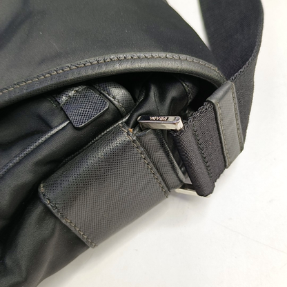 PRADA Black Nylon Single Shoulder Bag Crossbody Bag Silver Hardware-(SKU)-954414851