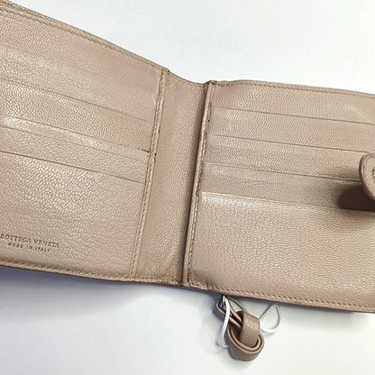 BOTTEGA VENETA Beige Calfskin Woven Wallet Silver Hardware-(SKU)-945922858
