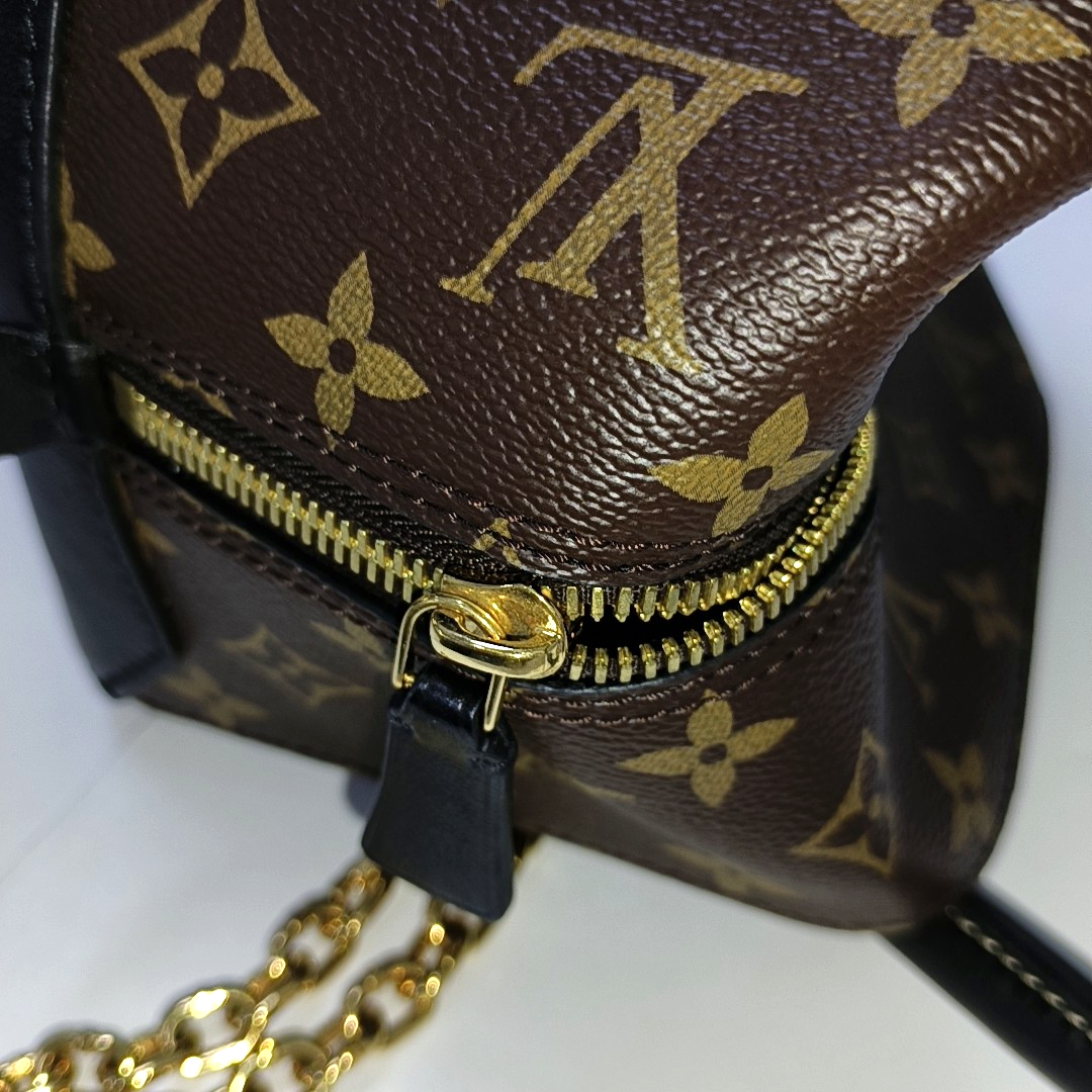 LOUIS VUITTON SQUARE brown coated canvas Monogram shoulder bag, handbag with silver hardware and detachable strap-(SKU)-945818598