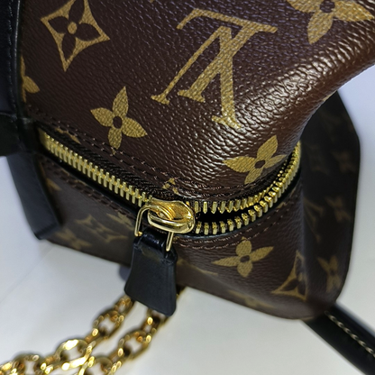 LOUIS VUITTON SQUARE brown coated canvas Monogram shoulder bag, handbag with silver hardware and detachable strap-(SKU)-945818598