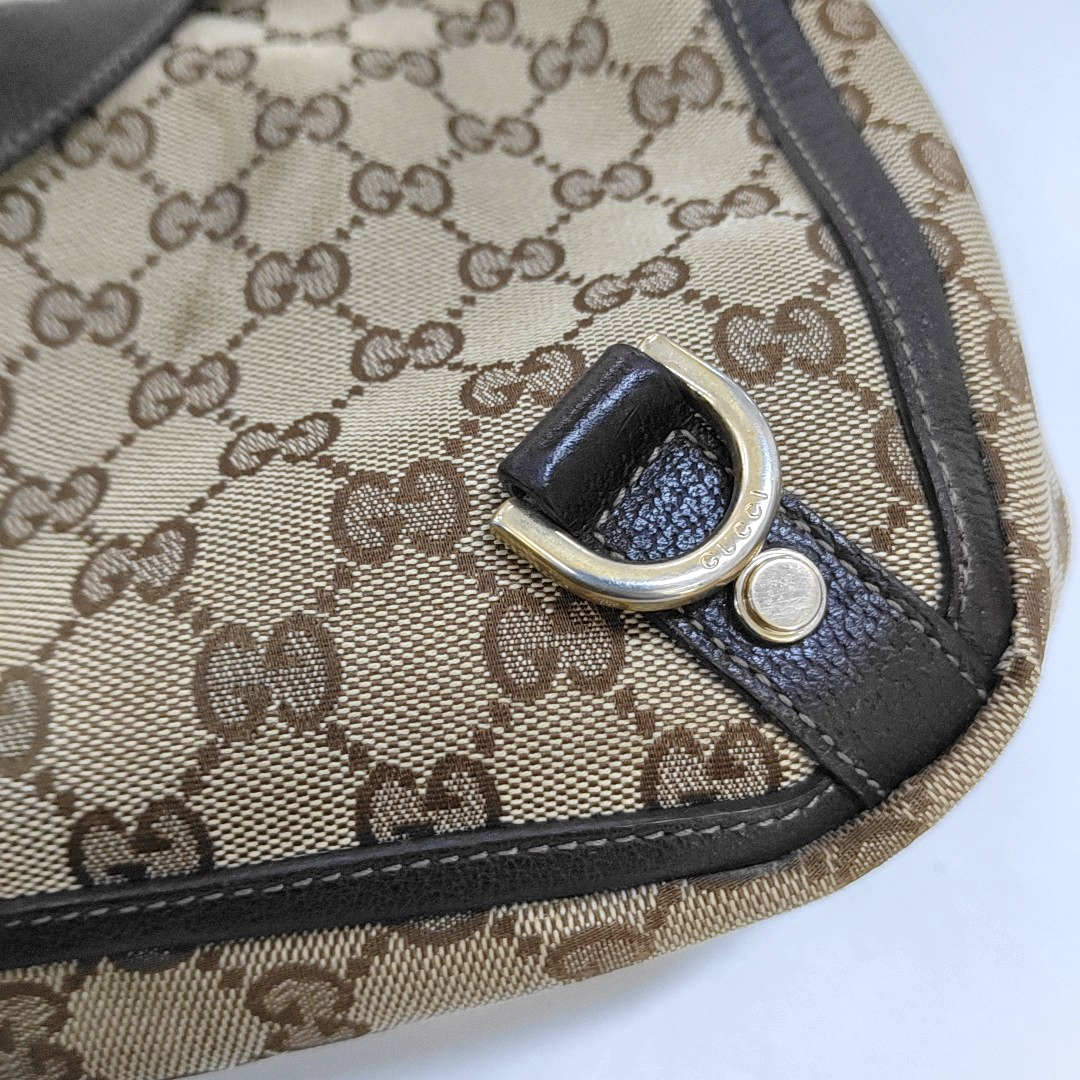GUCCI Abbey Brown Canvas Monogram Handbag Single Shoulder Bag Golden hardware-(SKU)-959312527