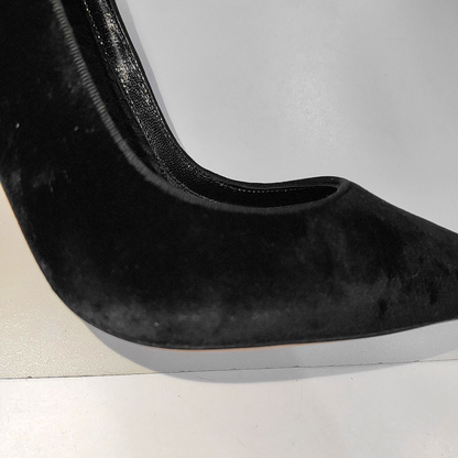 Alexander McQUEEN 37code Summer Black Suede Leather Women's High Heels-(SKU)-13863672