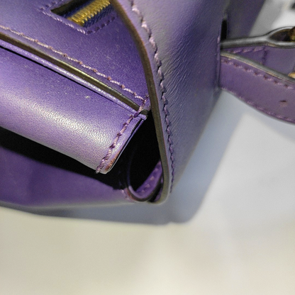 MCM Purple Leather Single Shoulder Bag Handbag Crossbody Bag Golden hardware Removable shoulder strap-(SKU)-14183353