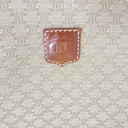 CELINE MACADAM CLUTCHES Khaki Coated Canvas Triumph Clutch Golden hardware-(SKU)-946907991