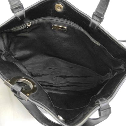 FERRAGAMO Tote bag Black Fabric Single Shoulder Bag Handbag Silver Hardware-(SKU)-942554388