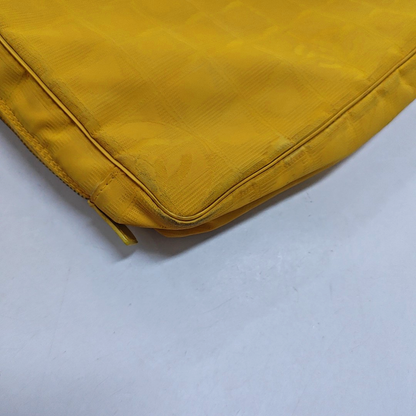 CHANEL TRAVEL LINE Yellow Canvas Ice Grid Jacquard Handbag Silver Hardware 7nan-(SKU)-948075936