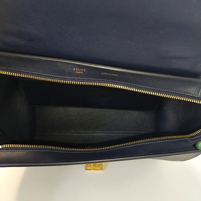 CELINE TRAPEZE Small size Green Cowhide Swing Bag Single Shoulder Bag, Crossbody Bag, Handbag Golden hardware Removable shoulder strap-(SKU)-946576410