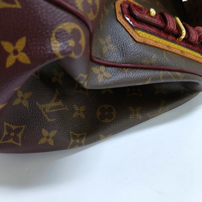 LOUIS VUITTON GRIET Brown Coated Canvas Monogram Crocodile Embossed Handbag with Gold Hardware-(SKU)-967372524
