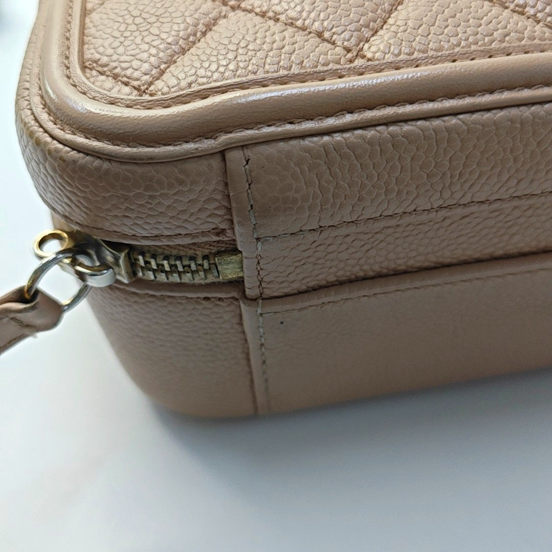 CHANEL FILIGREE Medium Beige Quilted Lambskin Shoulder Bag, Gold Hardware, 24 Flap-(SKU)-968247914