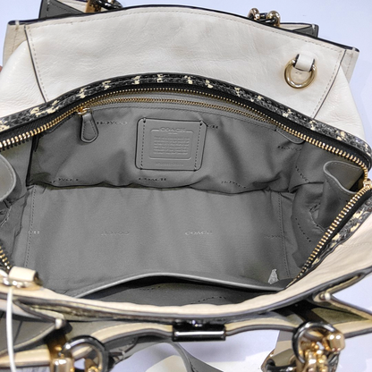 COACH DREAMER Beige Leather Single Shoulder Bag Handbag Crossbody Golden hardware Removable shoulder strap-(SKU)-940749659