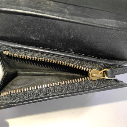 GUCCI GG Marmont Black Calf Leather Quilted  wavy pattern Wallet Golden hardware-(SKU)-952595982