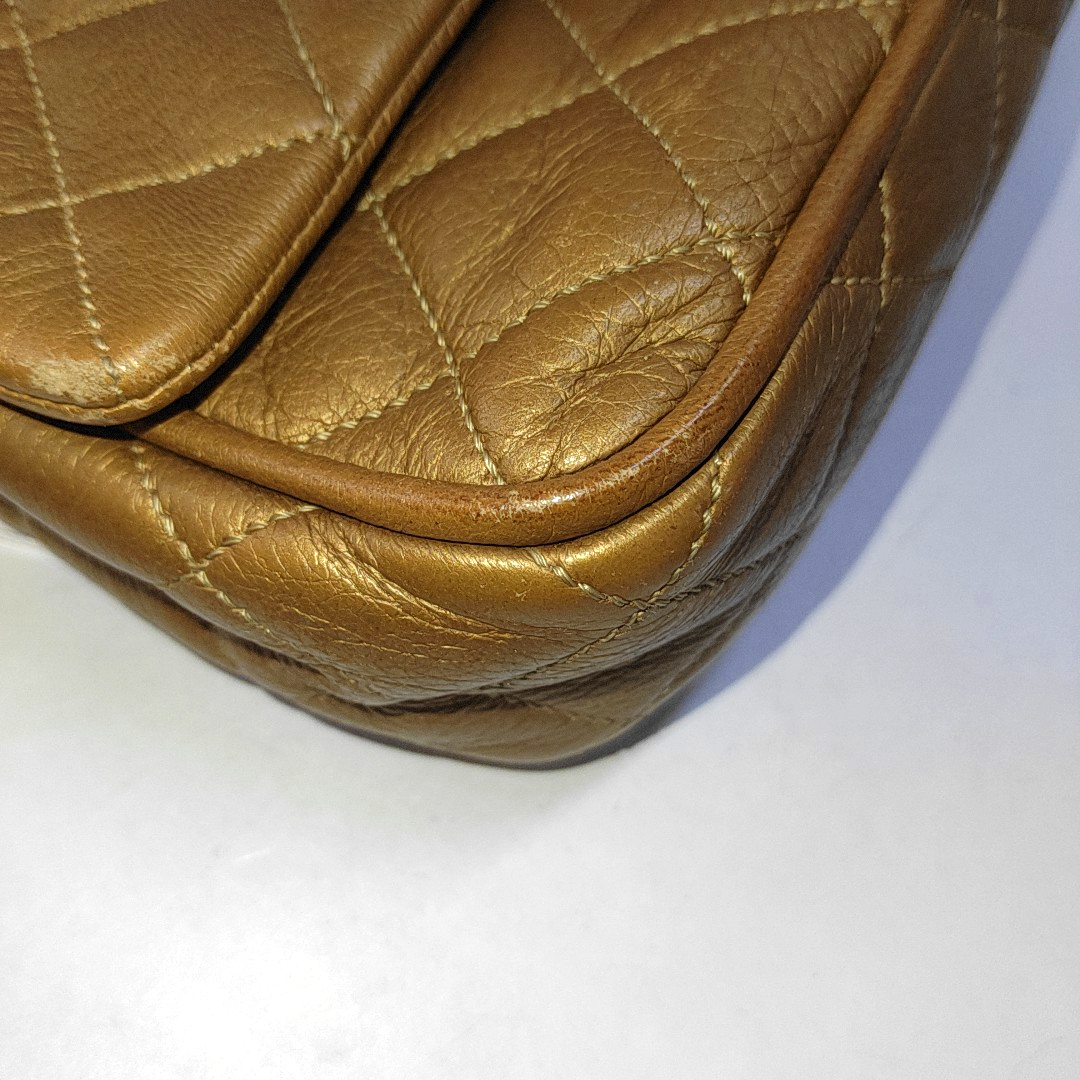 CHANEL CLASSIC FLAP Brown Deer Calfskin Quilted Handbag Silver Hardware 10 Clasp-(SKU)-940915348
