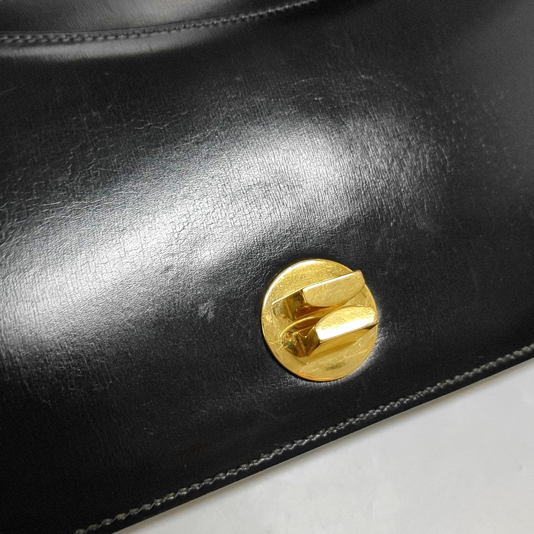 HERMÈS Sac Ring 26 Black BOX Leather Single Shoulder Bag with Gold Hardware Ⓙ Vintage-(SKU)-969780676