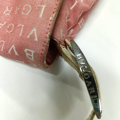 BVLGARI LA MANIE DES LOGOS Pink Canvas Jacquard Crossbody Shoulder Bag Silver Hardware Removable shoulder strap-(SKU)-13296603