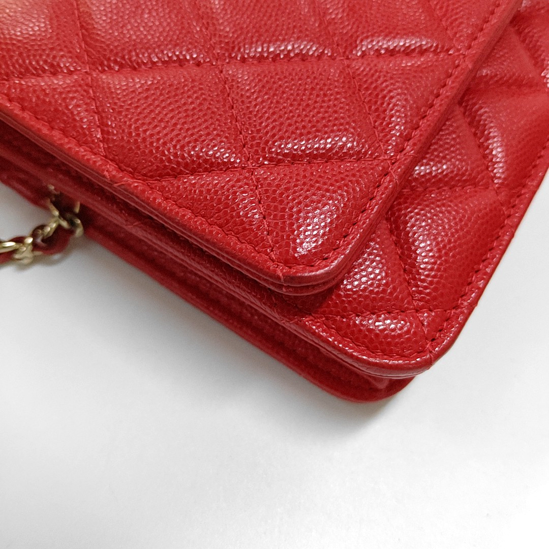 CHANEL WOC Orange Calfskin Quilted Crossbody Shoulder Bag Golden Hardware 28 Flap-(SKU)-957247135