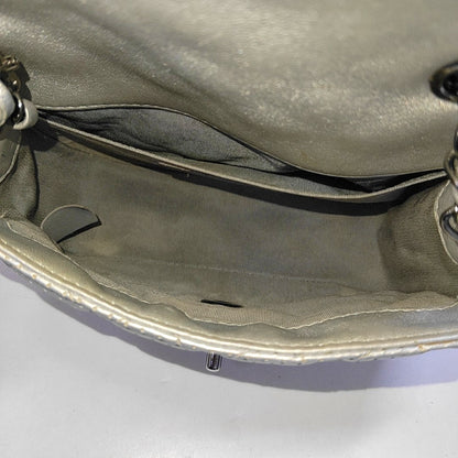 CHANEL CLASSIC FLAP Mini Silver Lamb Skin Quilted Square Crossbody Shoulder Bag Silver Hardware 19 Clasp-(SKU)-968090847