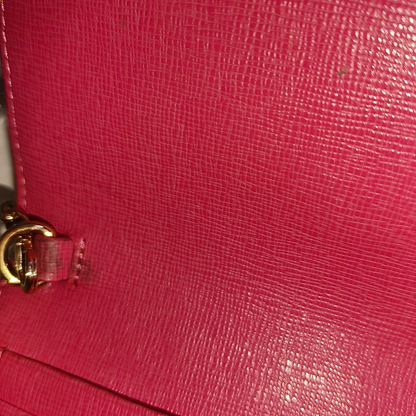 FURLA Pink Leather Embossed Sling Bag Single Shoulder Bag Golden hardware Removable shoulder strap-(SKU)-939936046