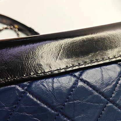 CHANEL GABRIELLE Small Size Dark Blue Leather Quilted Shoulder Bag Tote Bag Crossbody Bag Removable Strap-(SKU)-969480894