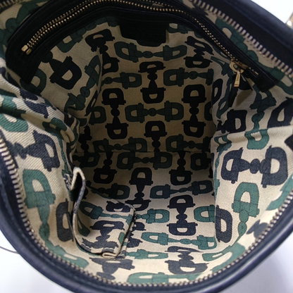 GUCCI Black Coated Canvas Monogrammed Single Shoulder Bag Sling Golden hardware-(SKU)-947676708