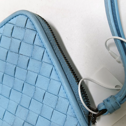 BOTTEGA VENETA Blue Cowhide Braided Wallet Ruthenium color hardware-(SKU)-942172044