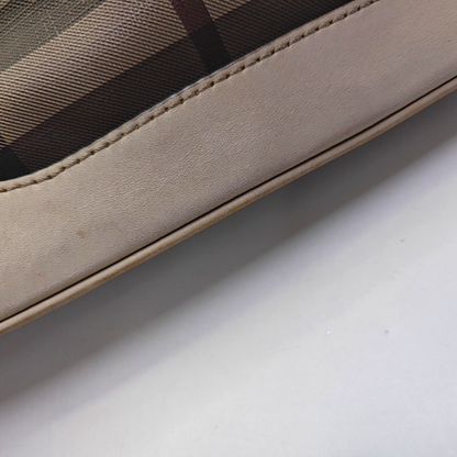BURBERRY Gray coated canvas crossbody single shoulder bag Black hardware-(SKU)-946494717