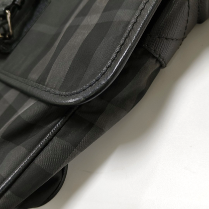 BURBERRY Grey Nylon Single Shoulder Bag Crossbody Silver Hardware-(SKU)-954024559