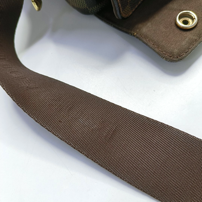 LOUIS VUITTON NAVIGLIO Brown Coated Canvas Checkered Single Shoulder Bag Crossbody Gold Brown Hardware-(SKU)-956274332