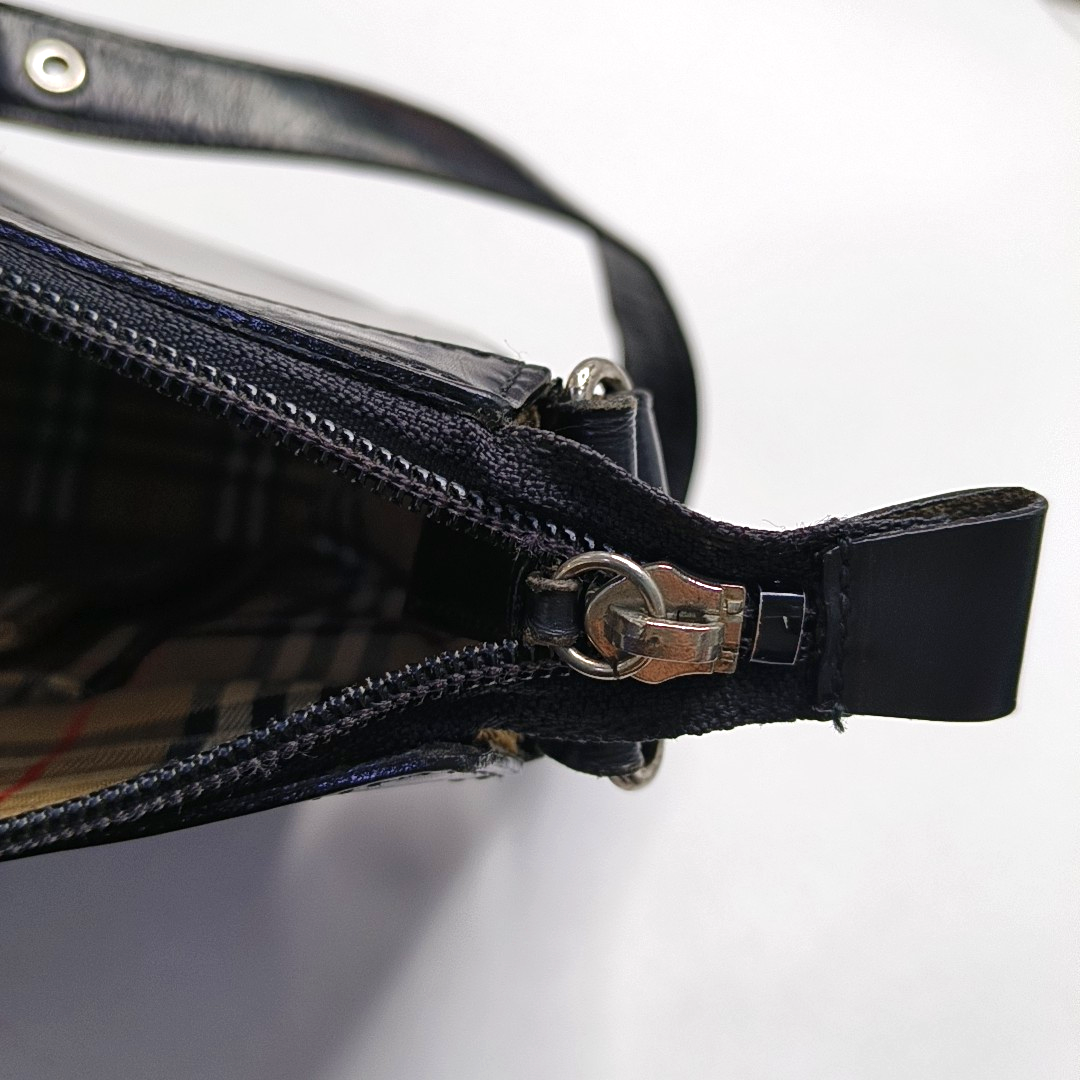 BURBERRY Black Calfskin Warhorse Grain Single Shoulder Bag Handbag Silver Hardware-(SKU)-946106319