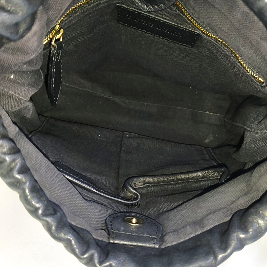 BURBERRY Black Leather Crossbody Bag Single Shoulder Bag Golden hardware Removable shoulder strap-(SKU)-947151988