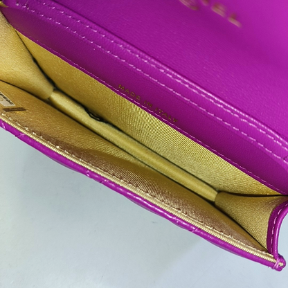 CHANEL WOC Purple Lamb Skin Crossbody Bag Golden Hardware 30 Clasp Accessories Included-(SKU)-961168945