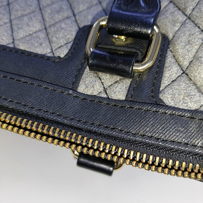 DIESEL Gray Fabric Quilted Single Shoulder Bag Golden hardware Removable shoulder strap-(SKU)-938079464