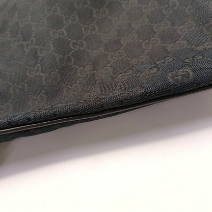 GUCCI Black Coated Canvas Monogrammed Single Shoulder Bag Sling Golden hardware-(SKU)-947676708