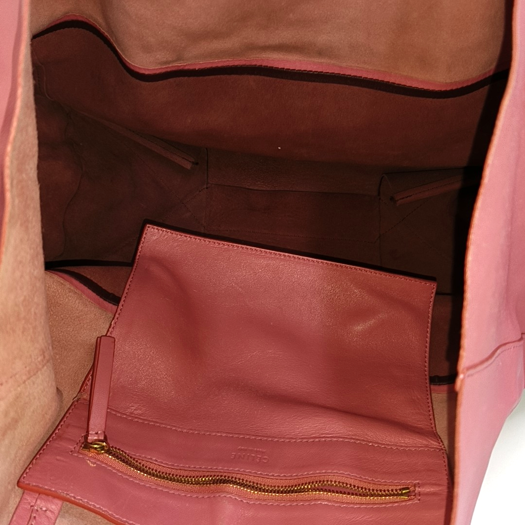 CELINE VERTICAL CABAS Pink Leather Tote Bag Golden hardware-(SKU)-944804714