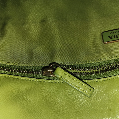 PRADA Green Nylon Logo Shoulder Bag Golden hardware-(SKU)-955381883