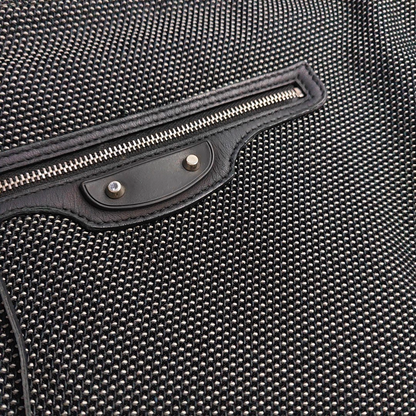 BALENCIAGA Black Fabric Studs Handbag Silver Hardware-(SKU)-949038286