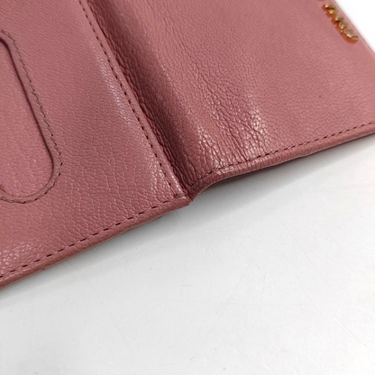 Miu Miu Nude Pink Leather Card Case Golden hardware-(SKU)-952226912