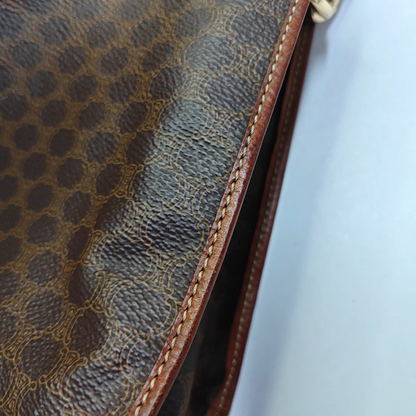 CELINE Brown Coated Canvas Triumph Clutch Golden hardware-(SKU)-946249949